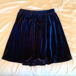 American Apparel Blue Velvet Skater Skirt